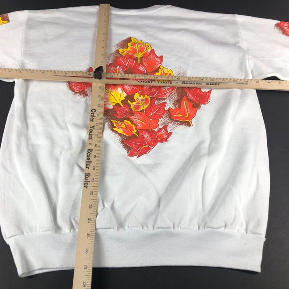 VTG Center Star Fall Sweatshirt Adult Extra Large White Orange Fleece Crewneck - Picture 9 of 11